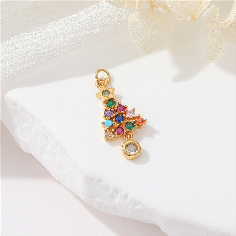 Inlaid Zircon Christmas Tree Clover Love Handmade Pendant