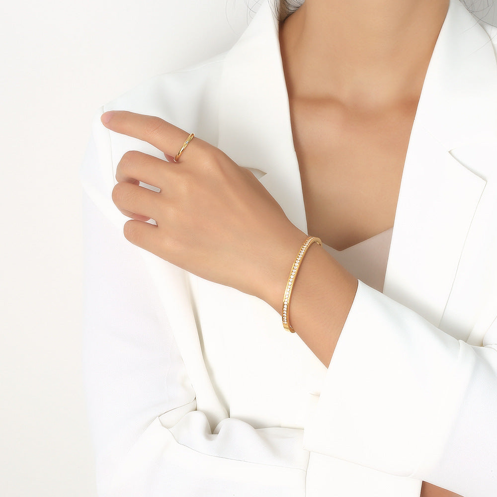 Square Diamond Titanium Steel Female Fashion Bracelet