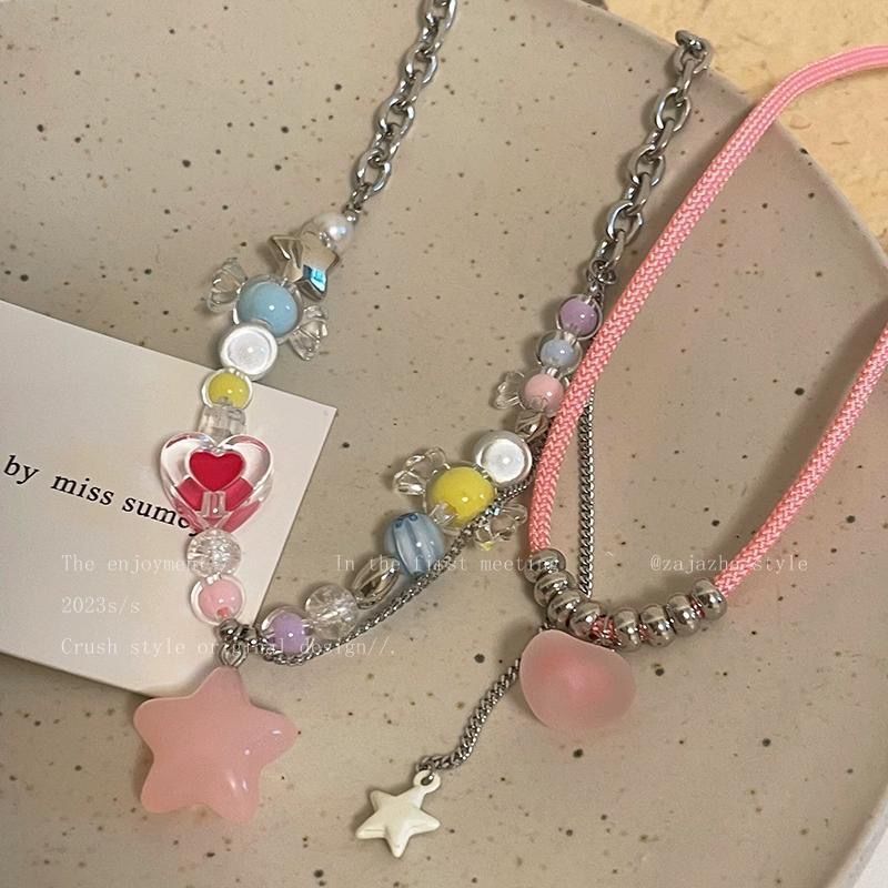 Women's Dopamine Colorful Candy Tassel For Light Luxury High-grade Clavicle Necklaces