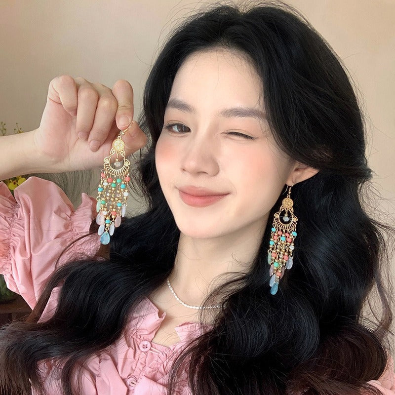 Feather Tassel Niche Ethnic Style Beautiful Earrings