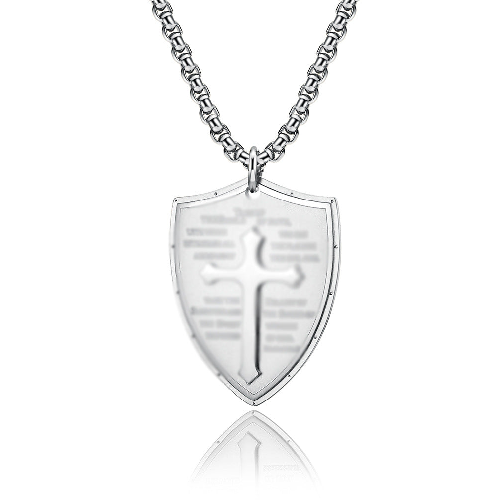 Cross Shield Titanium Steel Gold-plated Niche Necklaces