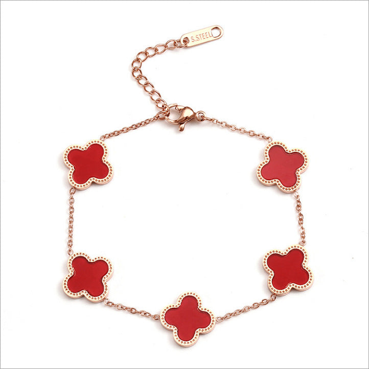 Steel High-grade Four-leaf Clover Female Simple Bracelets