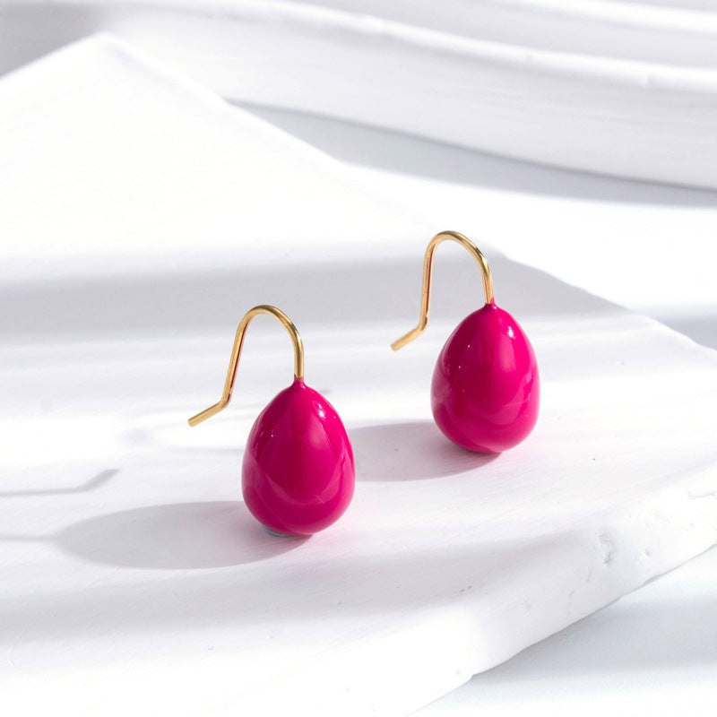 Temperament Candy Color Stainless Simple Exquisite Earrings