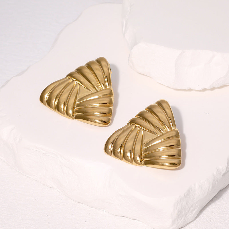 Titanium Steel Ear Retro Temperamental Minority Triangle High-grade Stud Earrings