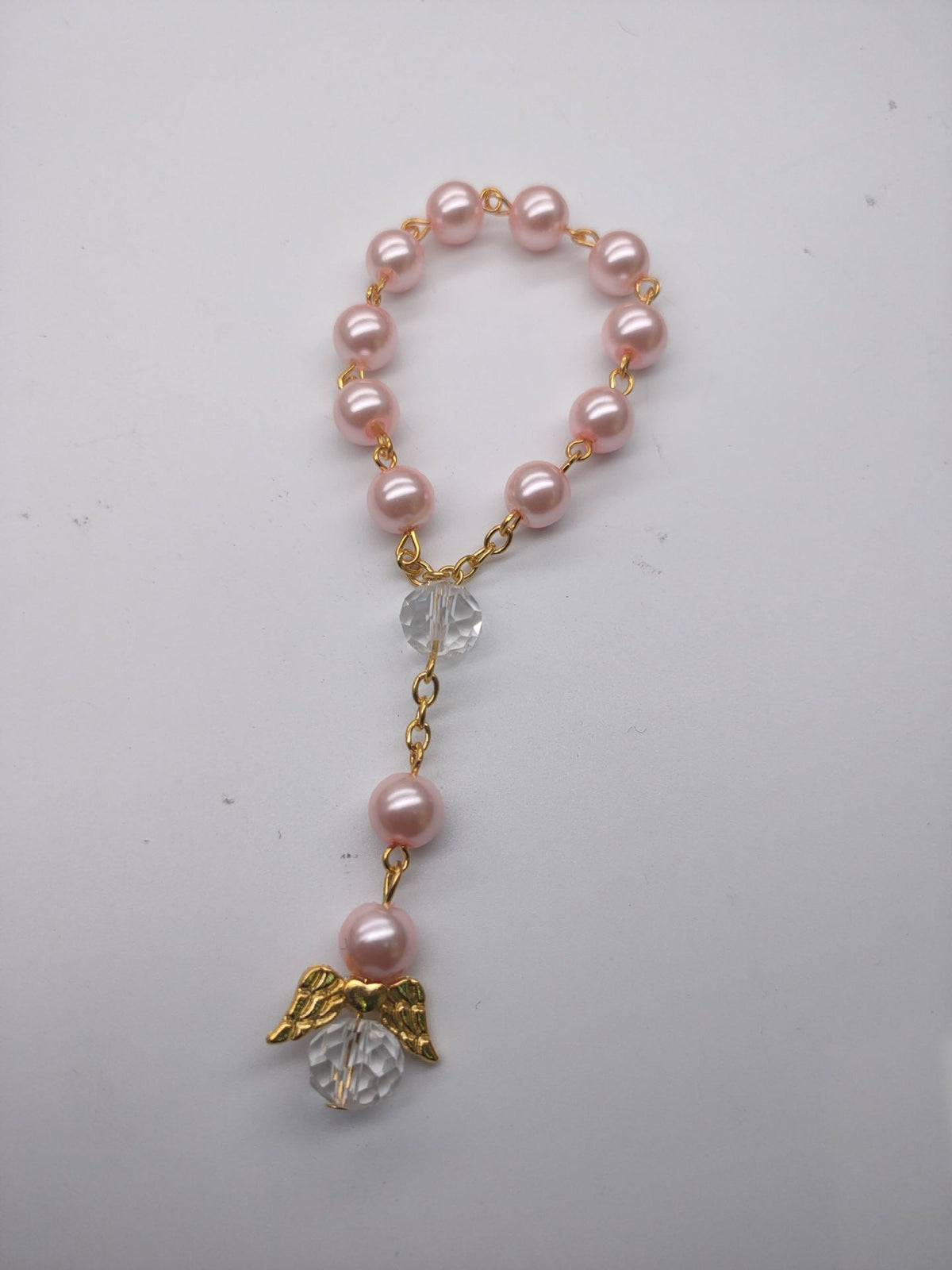 Rosary Love Angel Wings Rose Pearl Bracelet