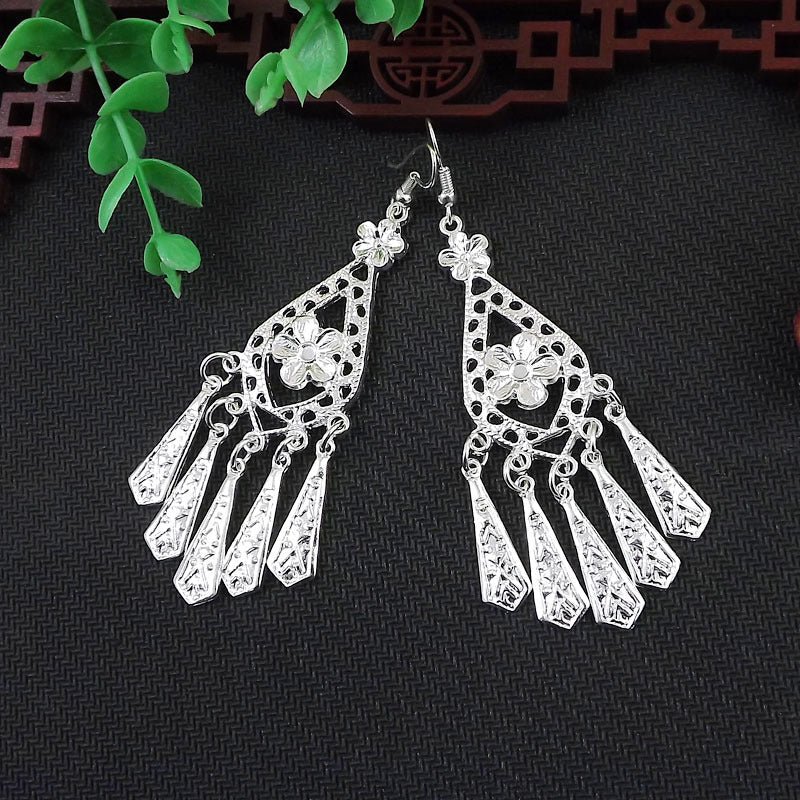 Women's Tibetan Sier Miao Eardrops Classical Ethnic Style Earrings