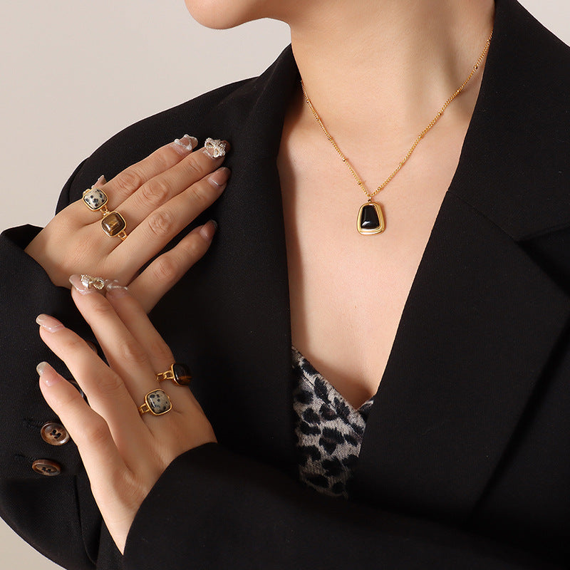 Women's Exaggerated Colorful Opal Design Fashion Titanium Jewelry Set