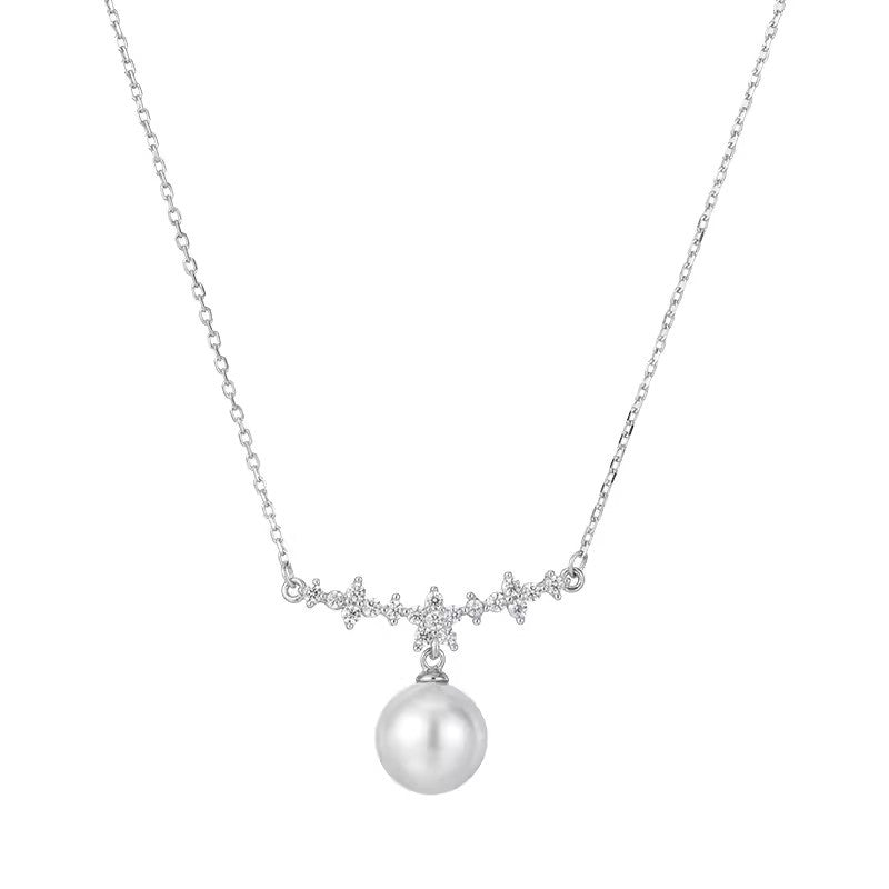 Women's French Cherry Blossom Pearl Zircon Style Exquisite Light Necklace