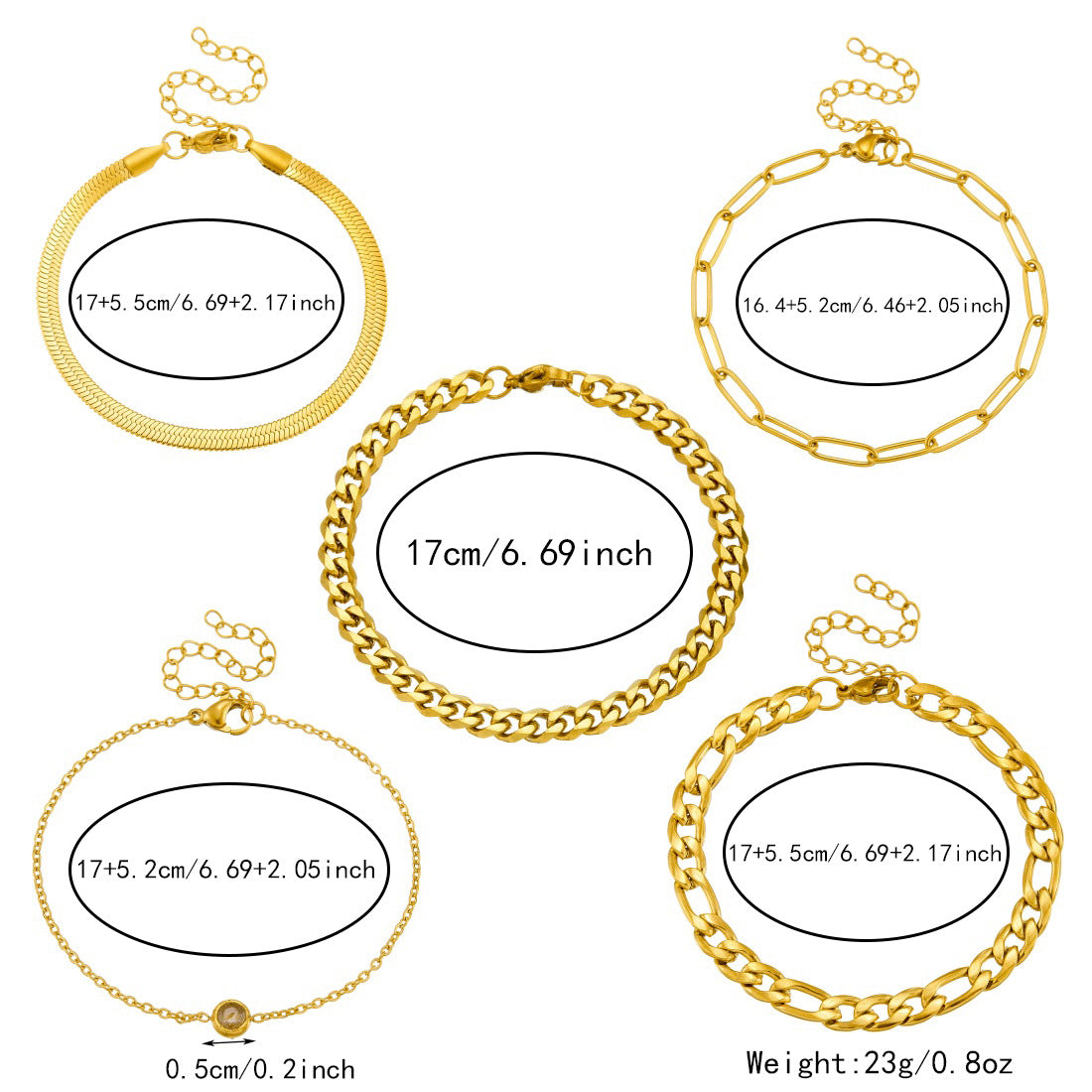 Fashionable Layered Wear Cuban Link Chain Cross Gold-plated Stainless Steel Bracelet