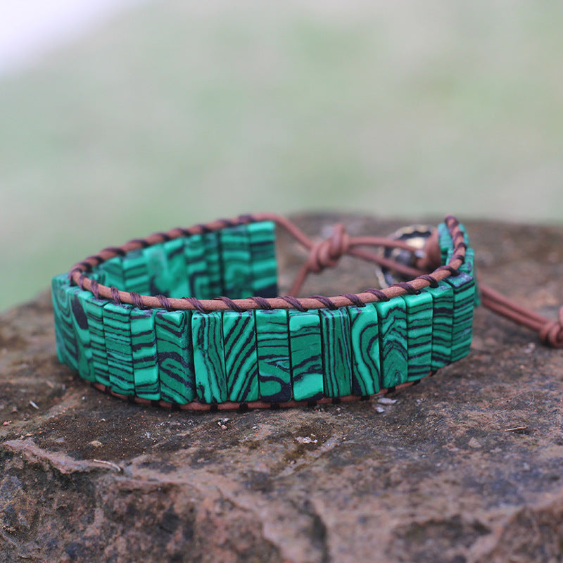 Bohemian Style Natural Stone Lan Di Royal Vintage Hand-woven Bracelet