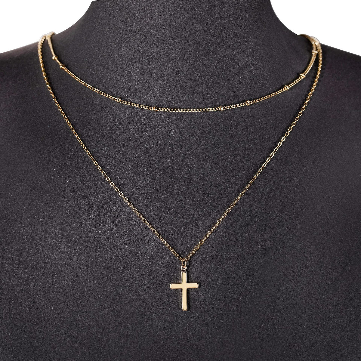 Women's Stainless Steel Cross Chain Clip Beads Bead Refined Necklace