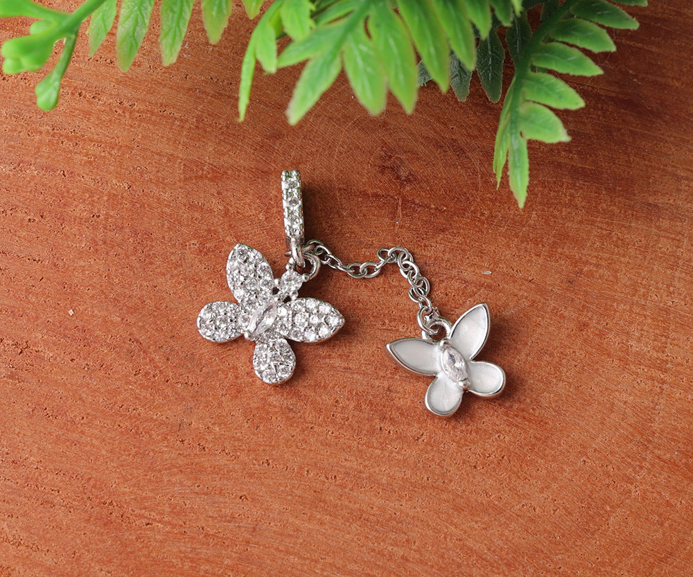 Two-tone Butterfly Three-dimensional Tassel Electroplated Sweet Pendant