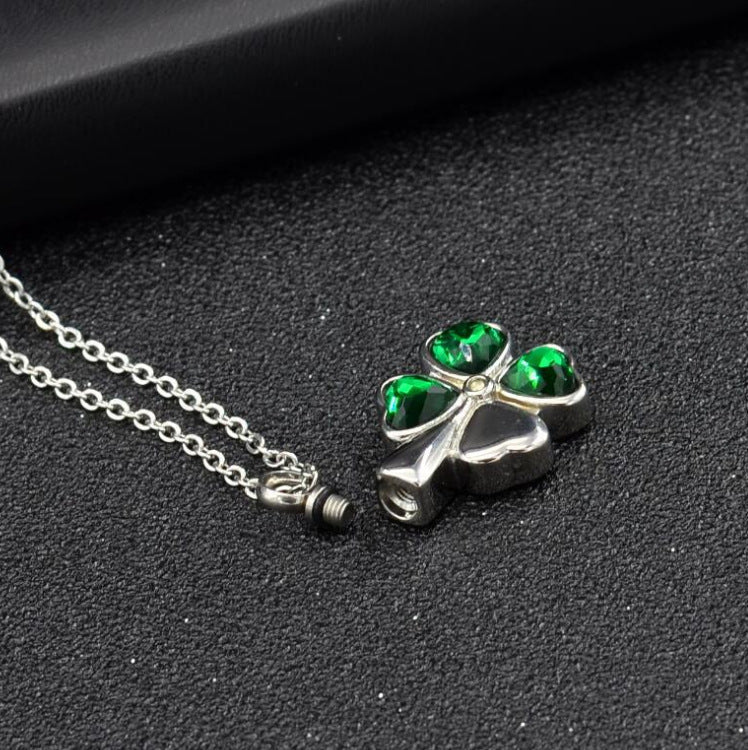 Relatives Pet Remains Hair Cinerary Casket Personality Lucky Four-leaf Necklaces