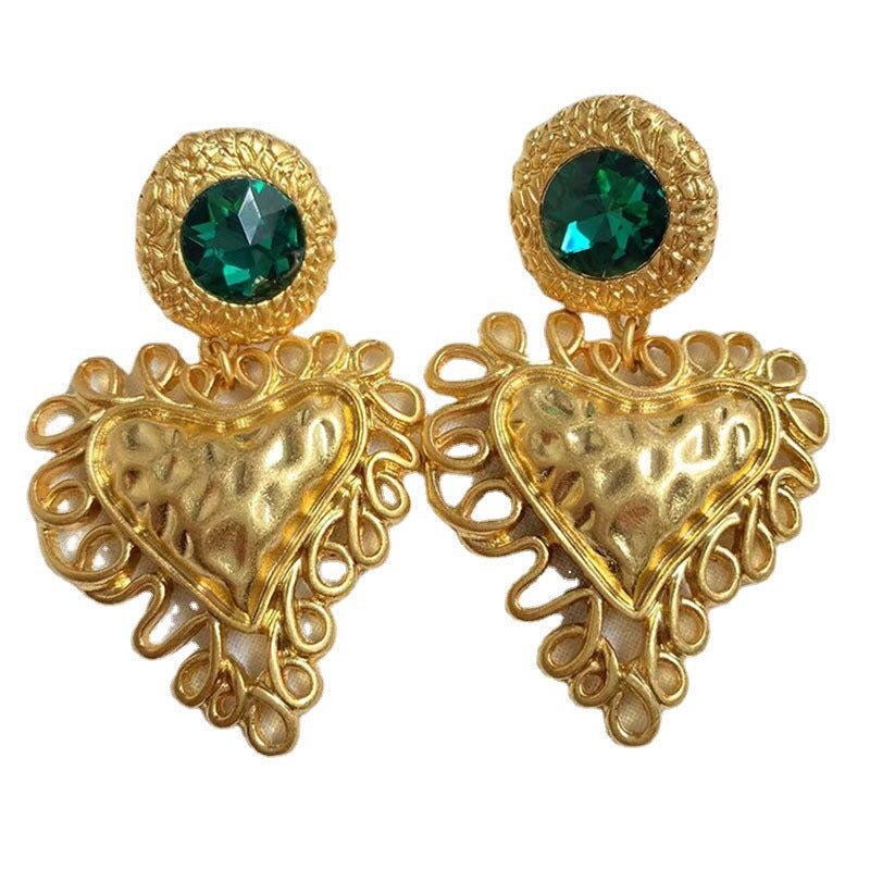Antique Chinese Ancient Plain Gold Love Eardrops Retro Fashion Stud Earrings