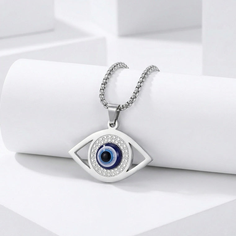 Evil Blue Eyes Stainless Steel Turkish Pendant