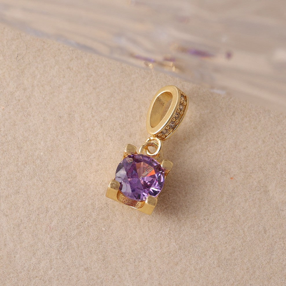 Gold-plated Inlaid Square Imitation Amethyst Simple Pendant