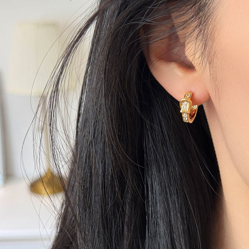 Inlaid Zircon Circle Ear Clip Female Niche Personality Unique Fashion Earrings