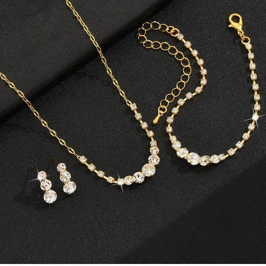 Metal Claw Chain Rhinestone Wedding Bridal Eardrop Jewelry Set