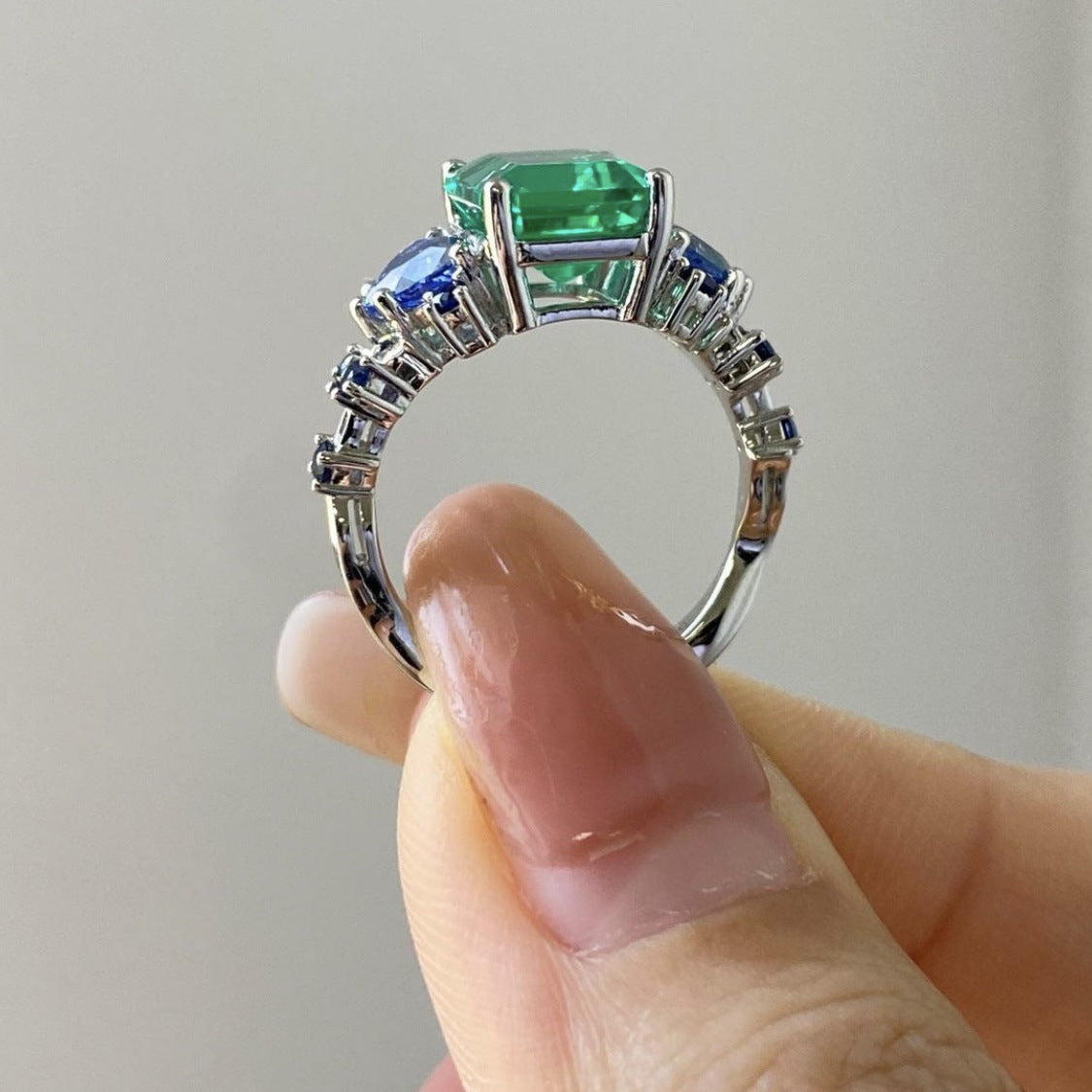 Women's Full Diamond Sier Alloy Inlaid Square Rings