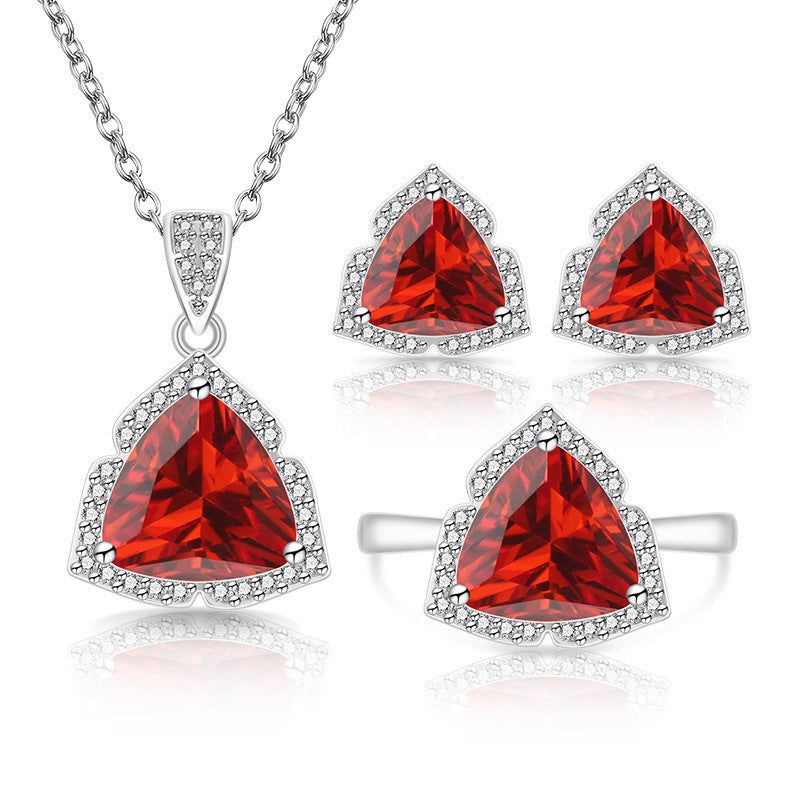 Women's Live Broadcast Fashion Temperament Imitation Natural Colored Gems Zircon Jewelry Set