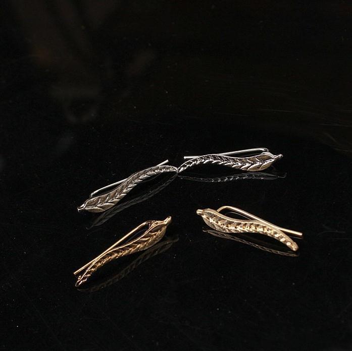 Mini Sprout Small Leaf Ear Elf Leaves Clip Stud Earrings
