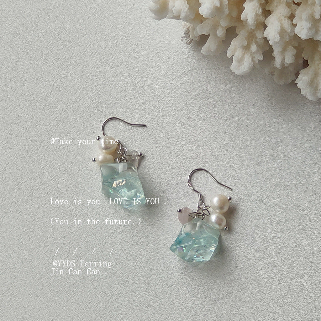 Pearl Sier-plated Needle Handmade Design Sense Earrings