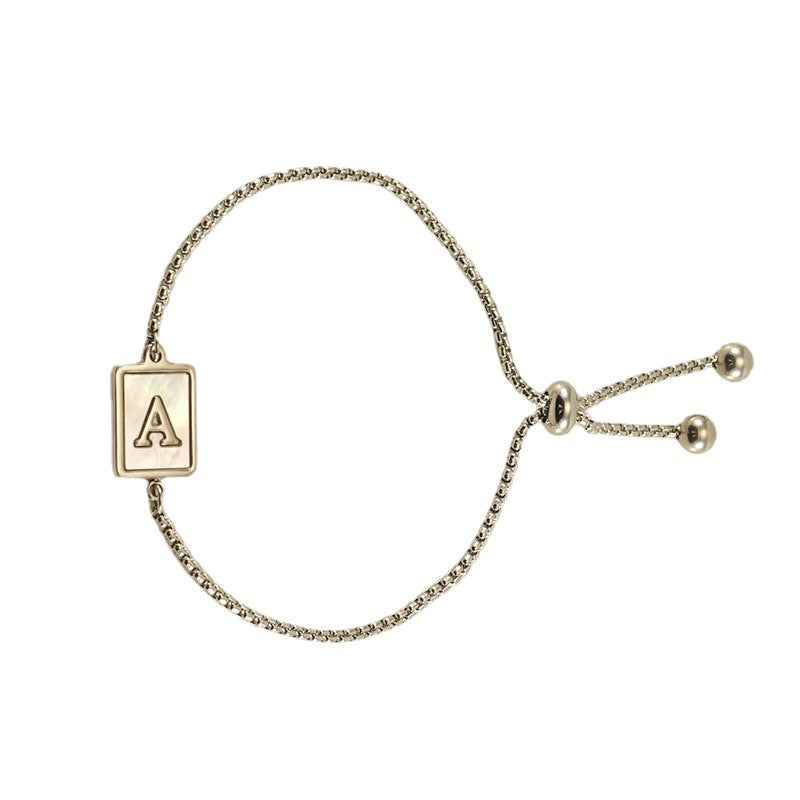 Women's Titanium Steel Natural Shell Fashion Simple Letter Bracelets