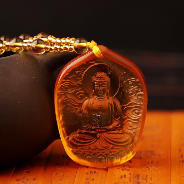 Women's & Men's Knot Ancient French Glaze Buddha Amitabha Pendants