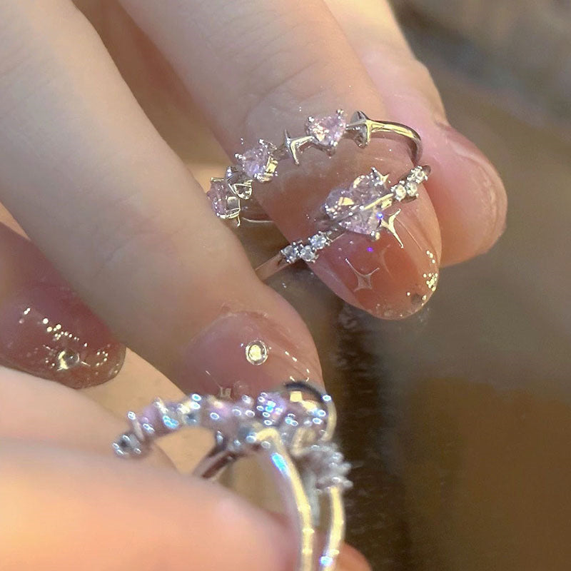 Women's Korean Fashion Personalized Minority Design Cold Style Refined Zircon Index Rings