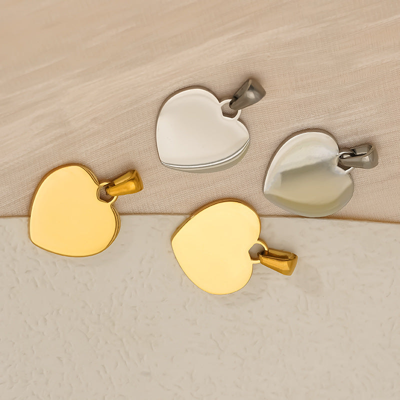 Mirror Stainless Steel Heart-shaped Strap Oval Buckle Can Carve Pendants