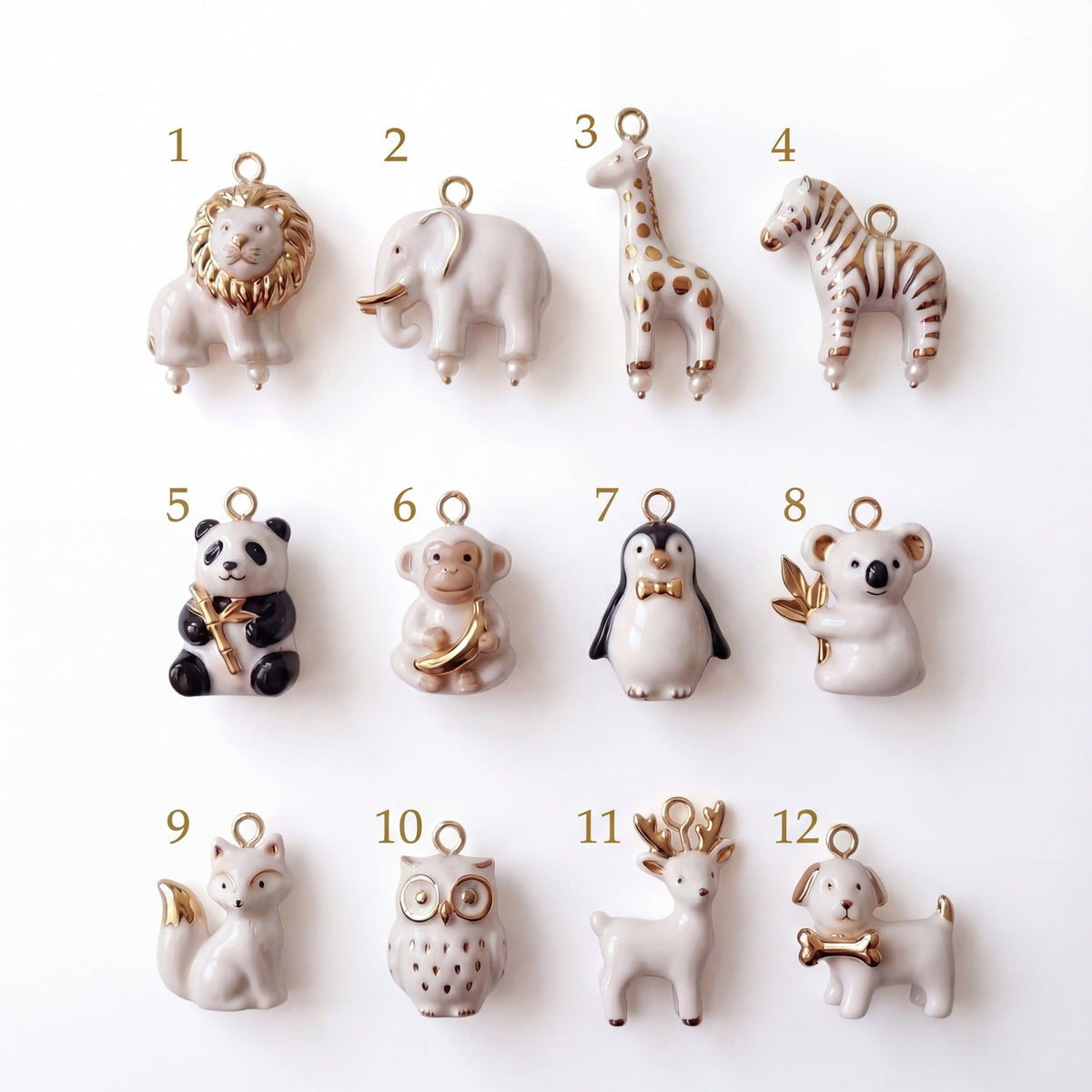 Animal Park Series Lion Dripping Oil Painted Pendants