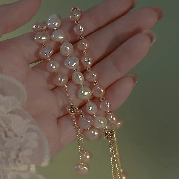Women's Retro Irregular Freshwater Imitation Pearl Pull-out Adjustable Bracelets