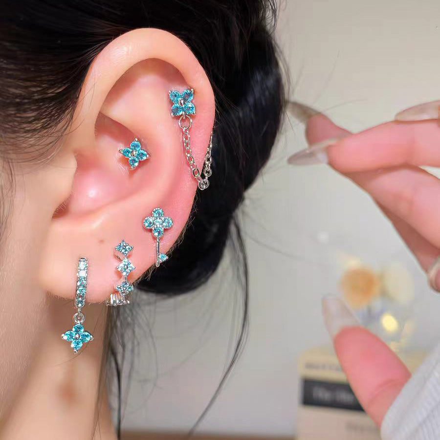 Pa Green Zirconium Umbilicaria Bone Nail Collection Earrings