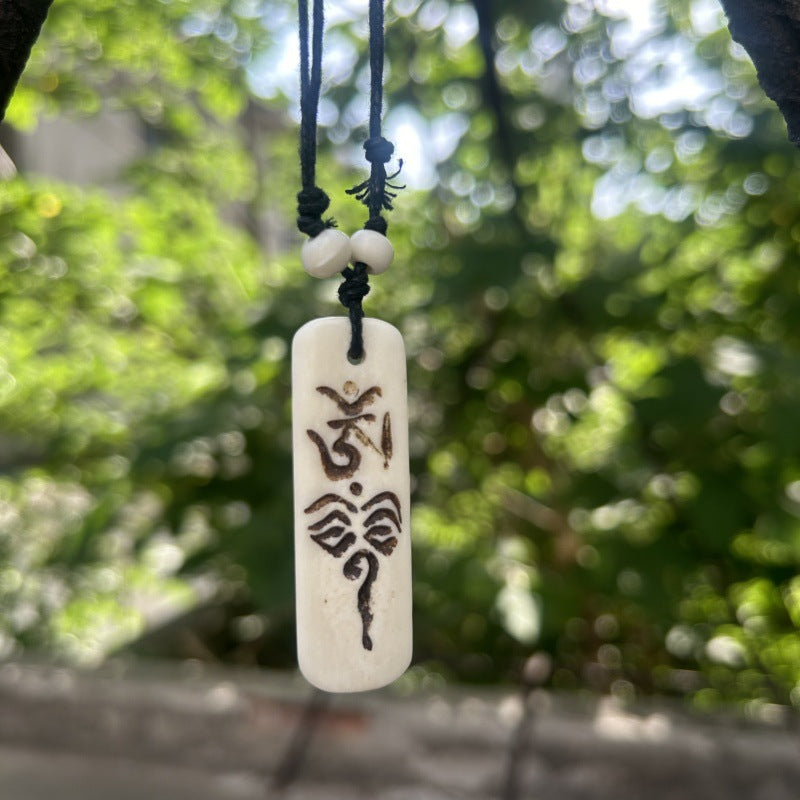 Nepal Yak Bone Hand Carved Six Pendant