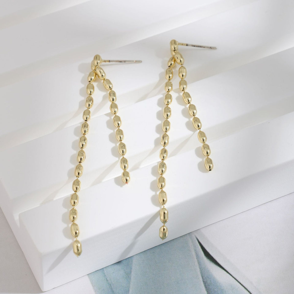 Tassel High-grade Sier Needle Metal Light Luxury Pearl Rings