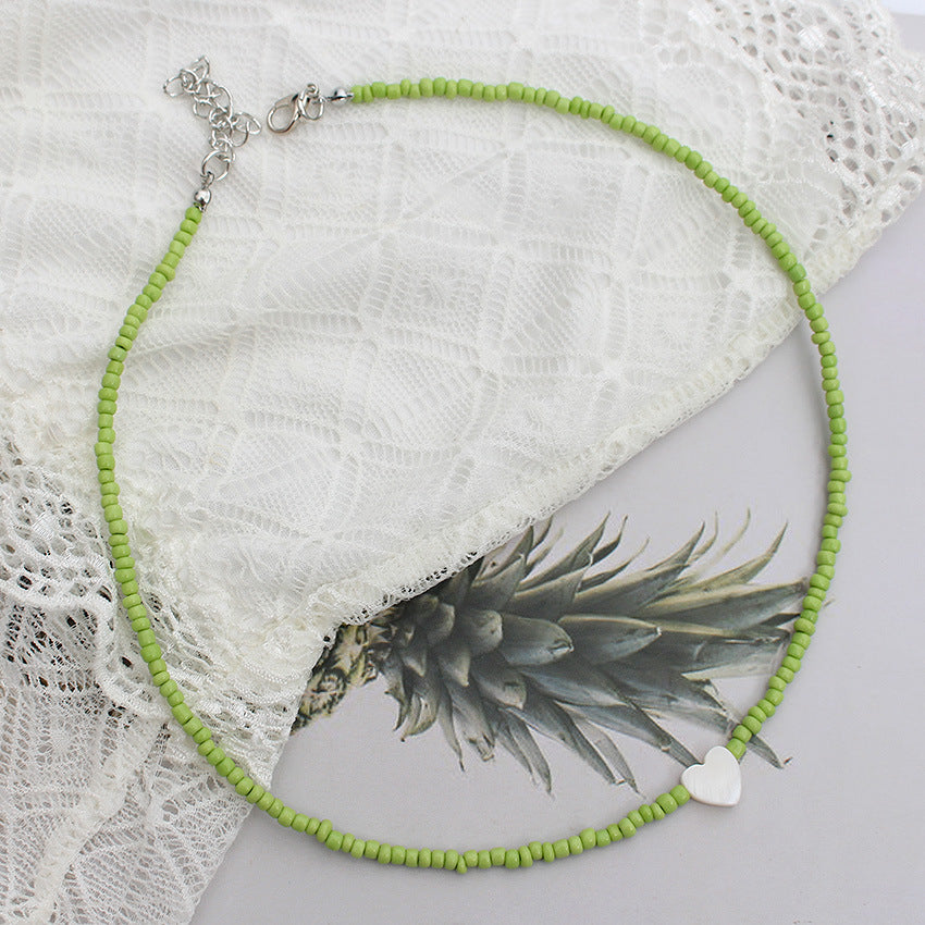 Heart Beads Stringed Color Clavicle Chain Necklace