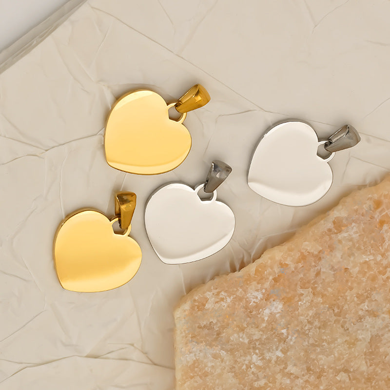 Mirror Stainless Steel Heart-shaped Strap Oval Buckle Can Carve Pendants