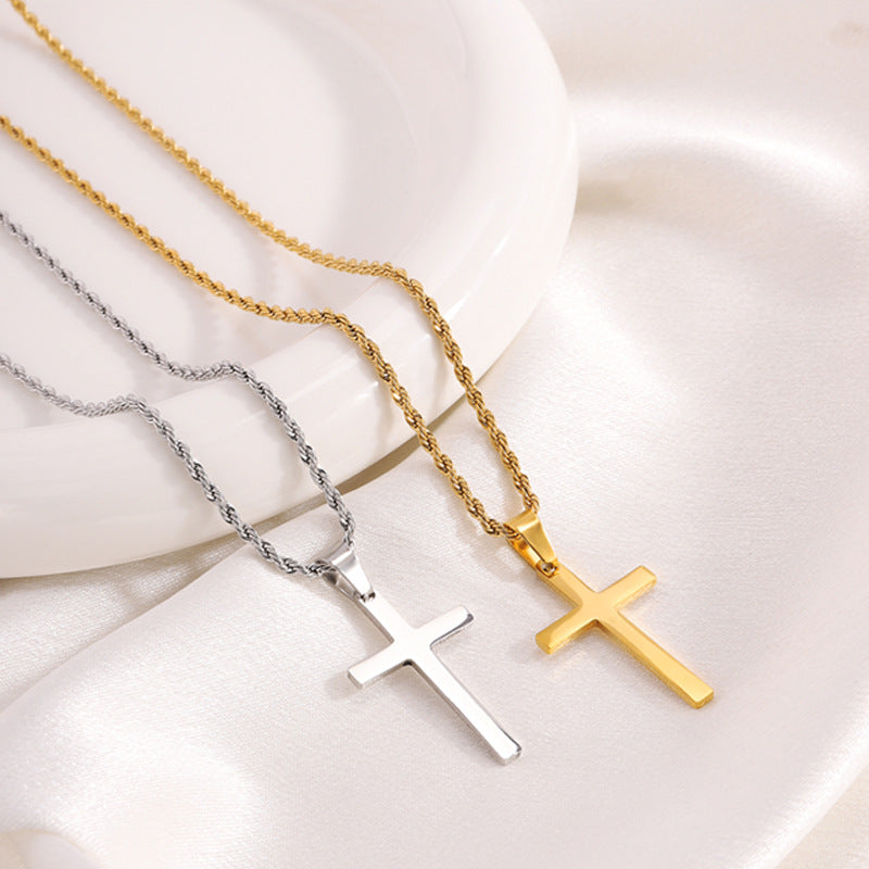 Steel Gold Hemp Flowers Chain Cross Titanium No Necklaces