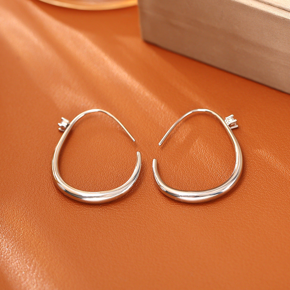 Simple Zircon Ear Hook Copper Plated Gold High-grade Earrings