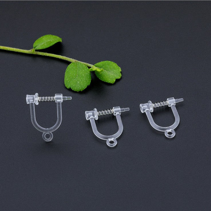 Handmade Change Transparent Resin Pearls U-shaped Ear Clip
