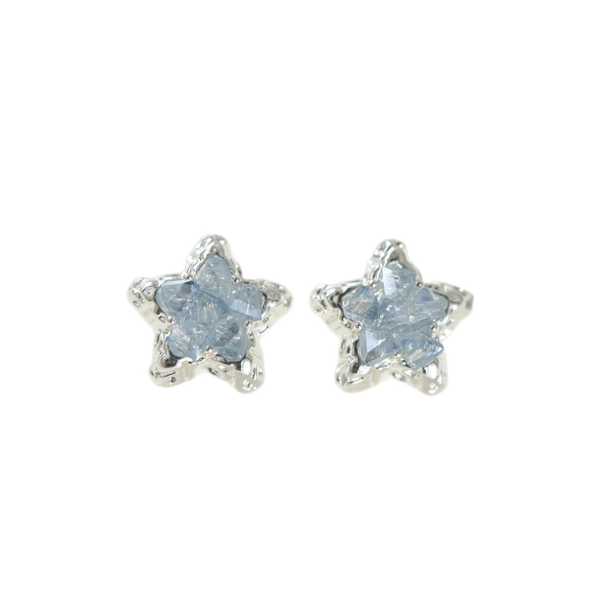 Blue Ice Crystal Fresh Sweet Pentagram Mosquito Coil Ear Clip Earrings
