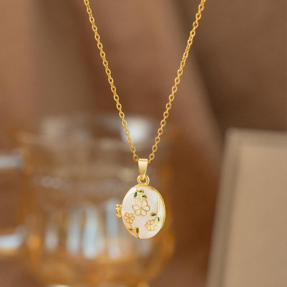 Steel Female Micro Inlaid Pink Diamond Necklace