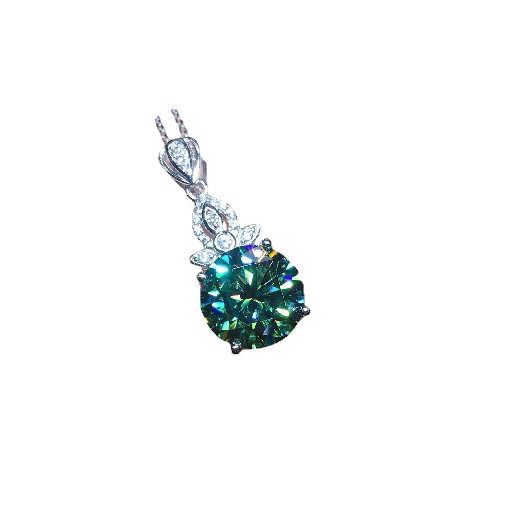 Live Streaming Imitation Maldives Blue Green Moissanite Carat Eight Hearts Pendant