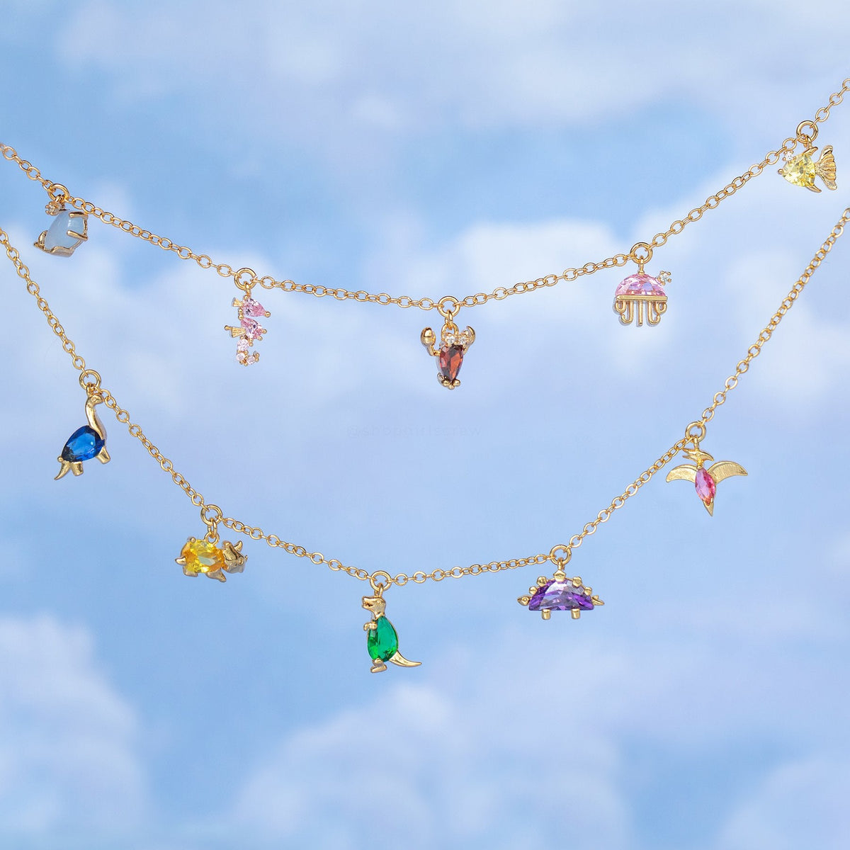 Dinosaur Clavicle Chain Gold Color Protection Necklaces