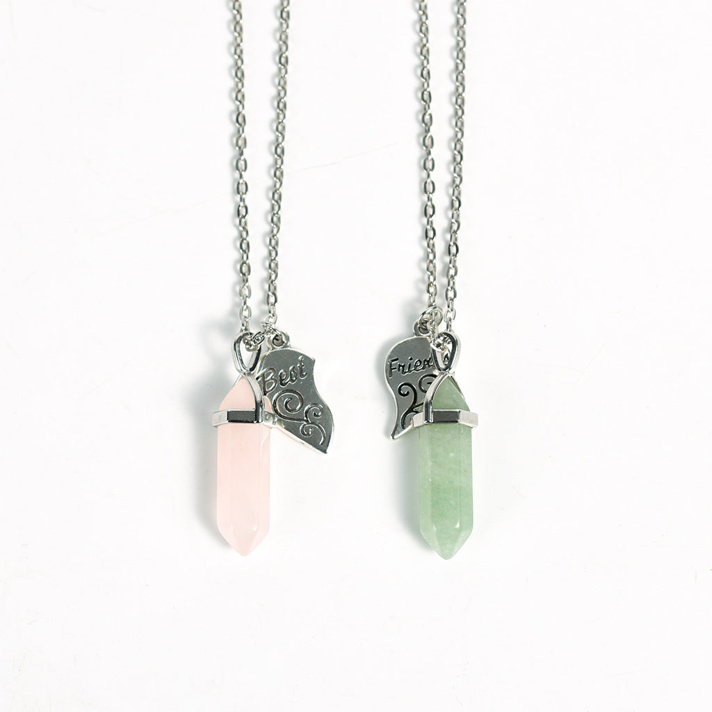 Friends Vertical Double Pointed Crystal Column Pendant