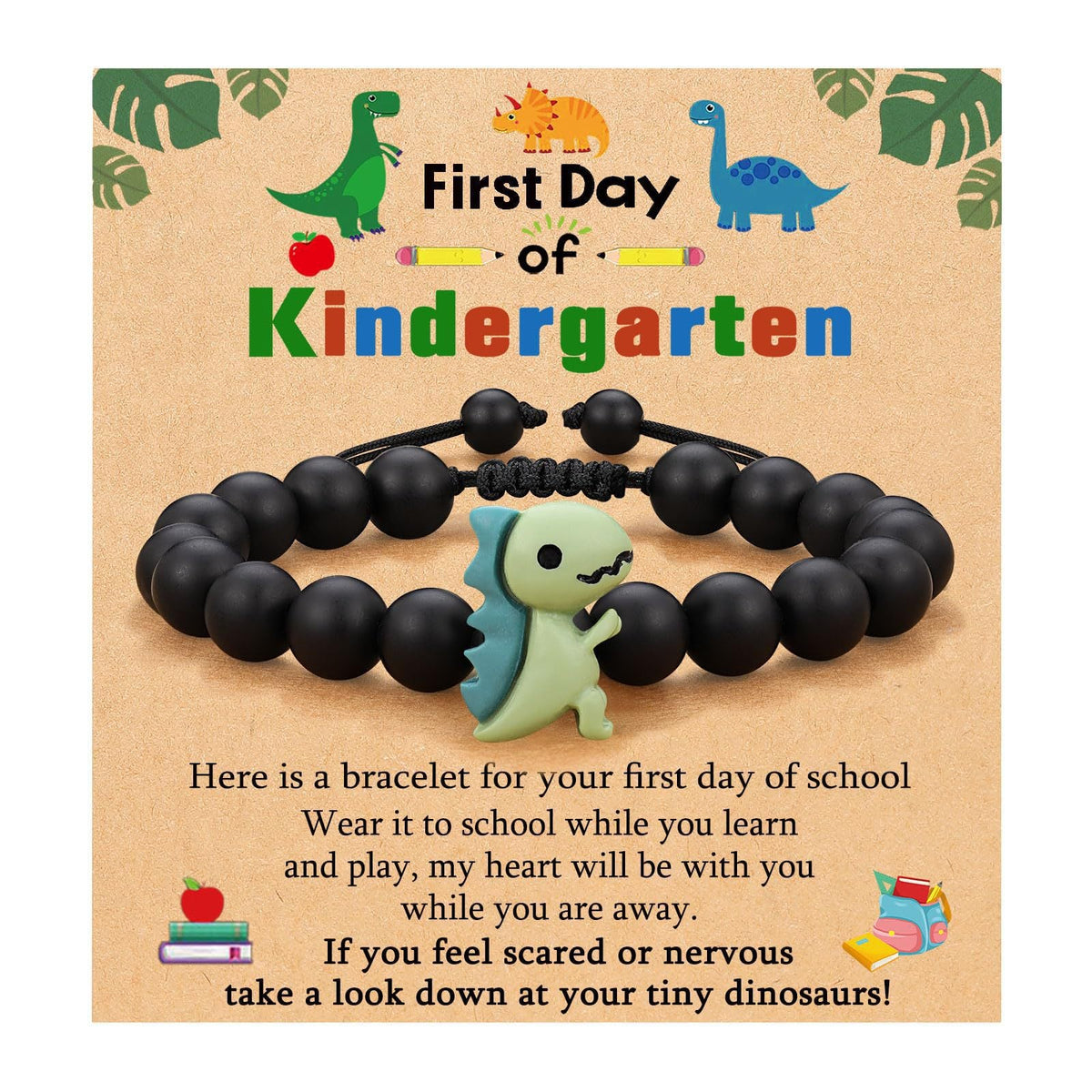 Children's Green Aventurine Adjustable Black Frosted Cartoon Bracelets