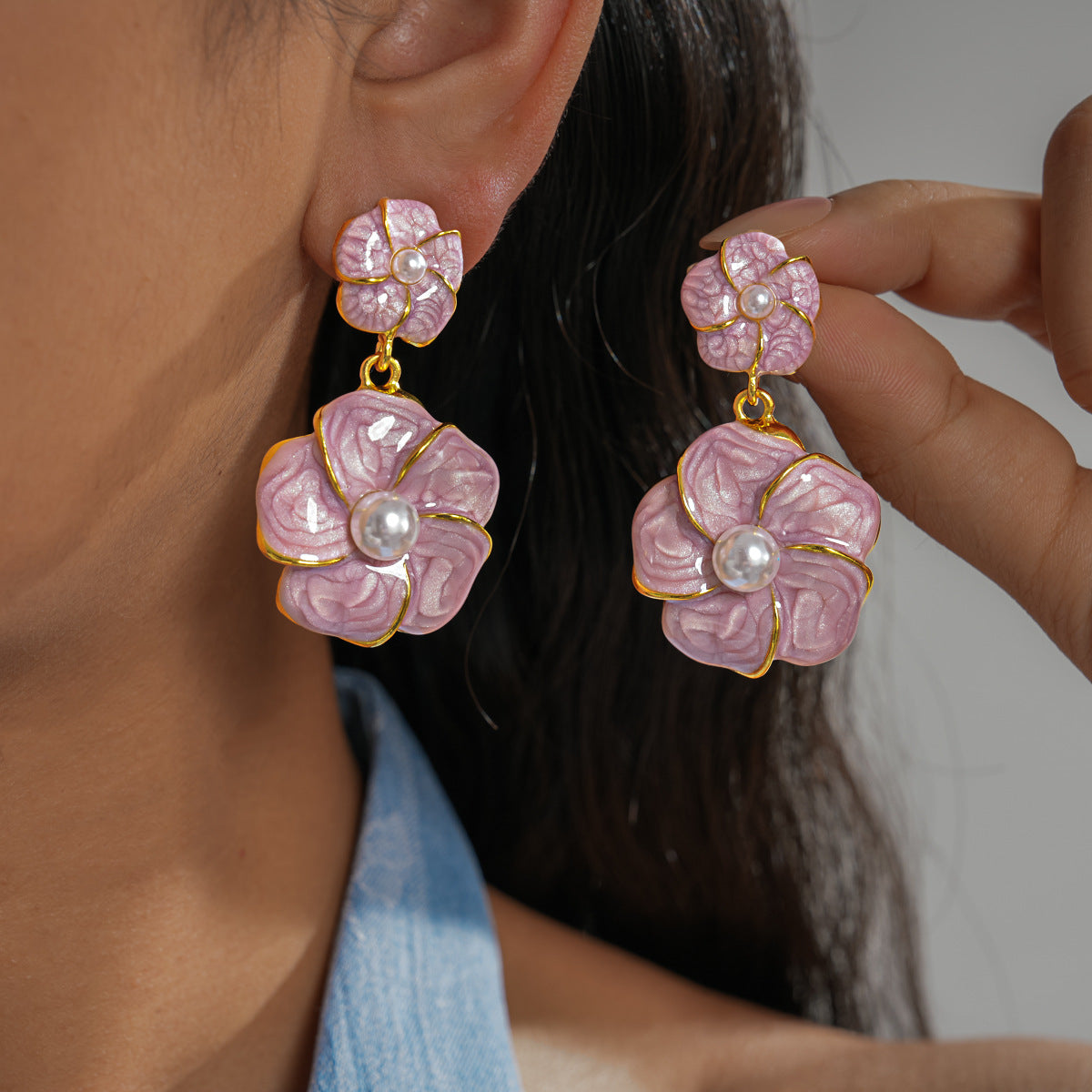 Women's Drop Oil Pearl Flower Sier Retro Sweet Niche High-grade Rings