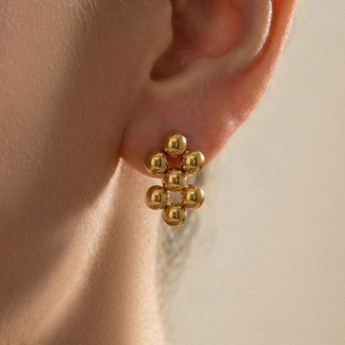 Niche Geometric Steel Ball Stitching Ear Design Fashion Simple Jewelry Set