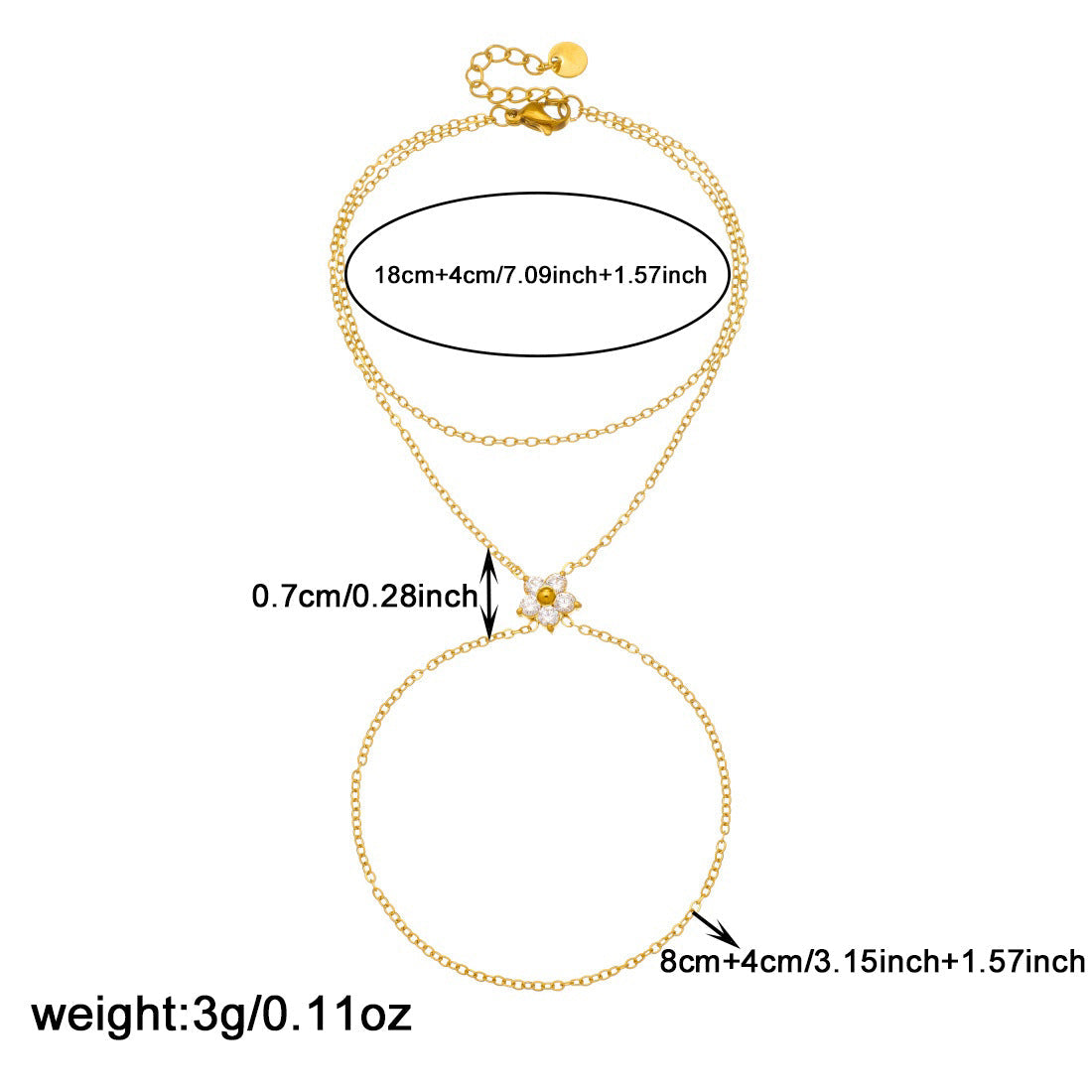 Women's Creative Design Diamond Flower Finger Gold-plated Bracelets