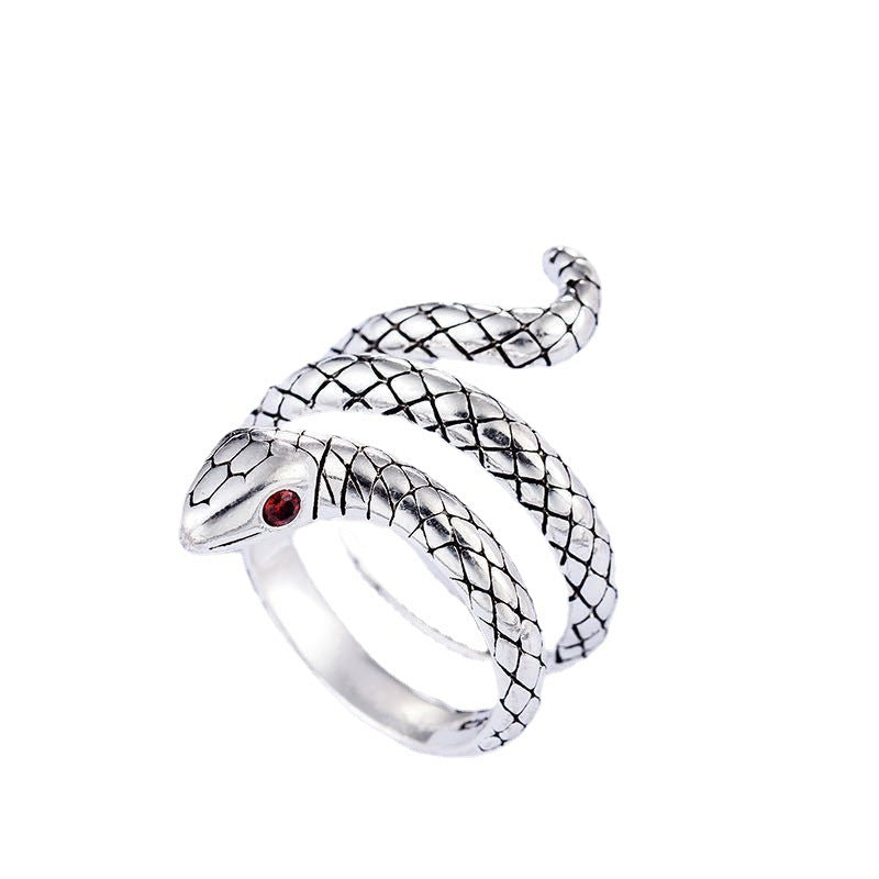 Women's & Men's Thai Sier Snake Glasses King Open Domineering Animal Hand Ring